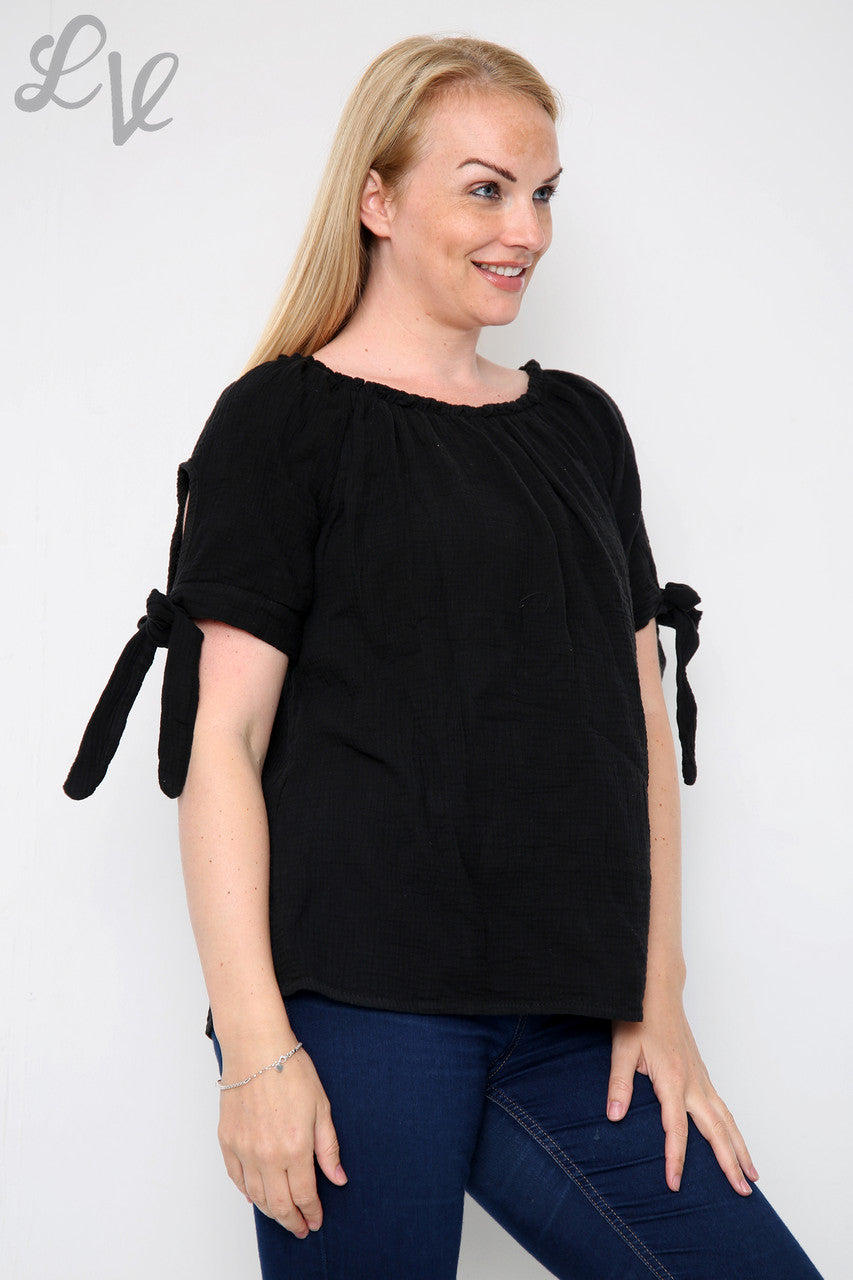 Dames effen Gypsy Top Zwart
