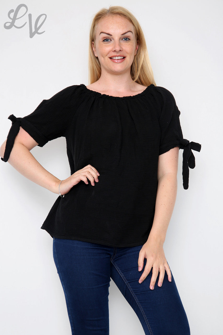 Dames effen Gypsy Top Zwart