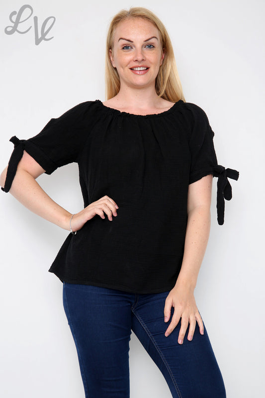 Ladies Plain Gypsy Top Black