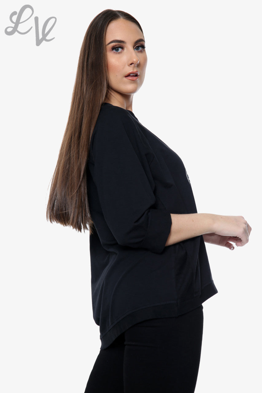 Dames Top met pailletten en vlinderdetail Zwart Prijs per eenheid WAS £13,99 NU £6,99