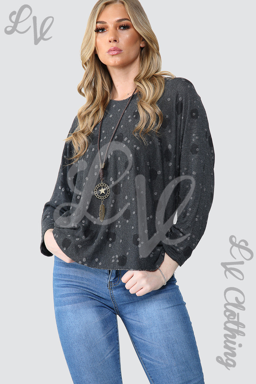 Dames Top Met Stippen Met Ketting Zwart - Stukprijs €10,99