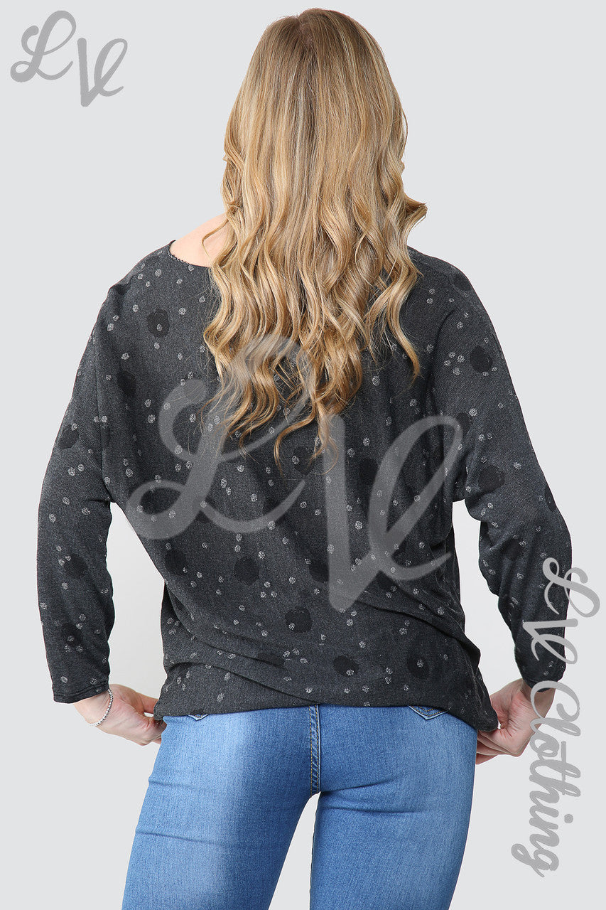 Dames Top Met Stippen Met Ketting Zwart - Stukprijs €10,99