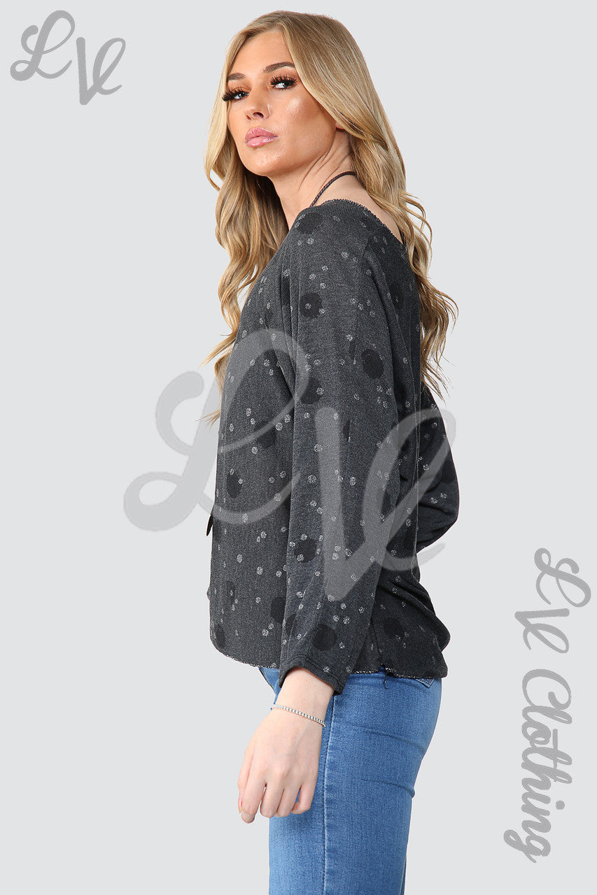Dames Top Met Stippen Met Ketting Zwart - Stukprijs €10,99