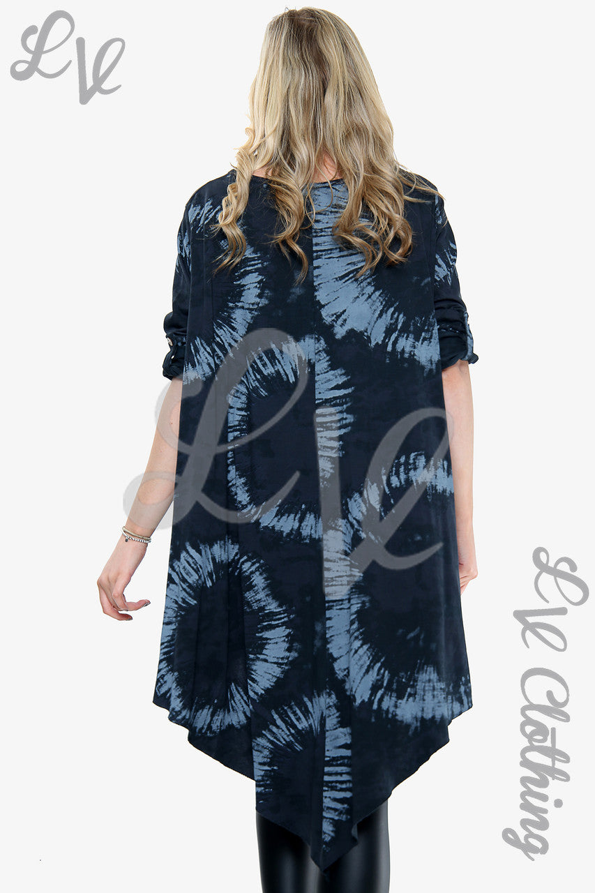 Dames Tie Dye Top met geplooide zoom Zwart Prijs per eenheid € 10,99
