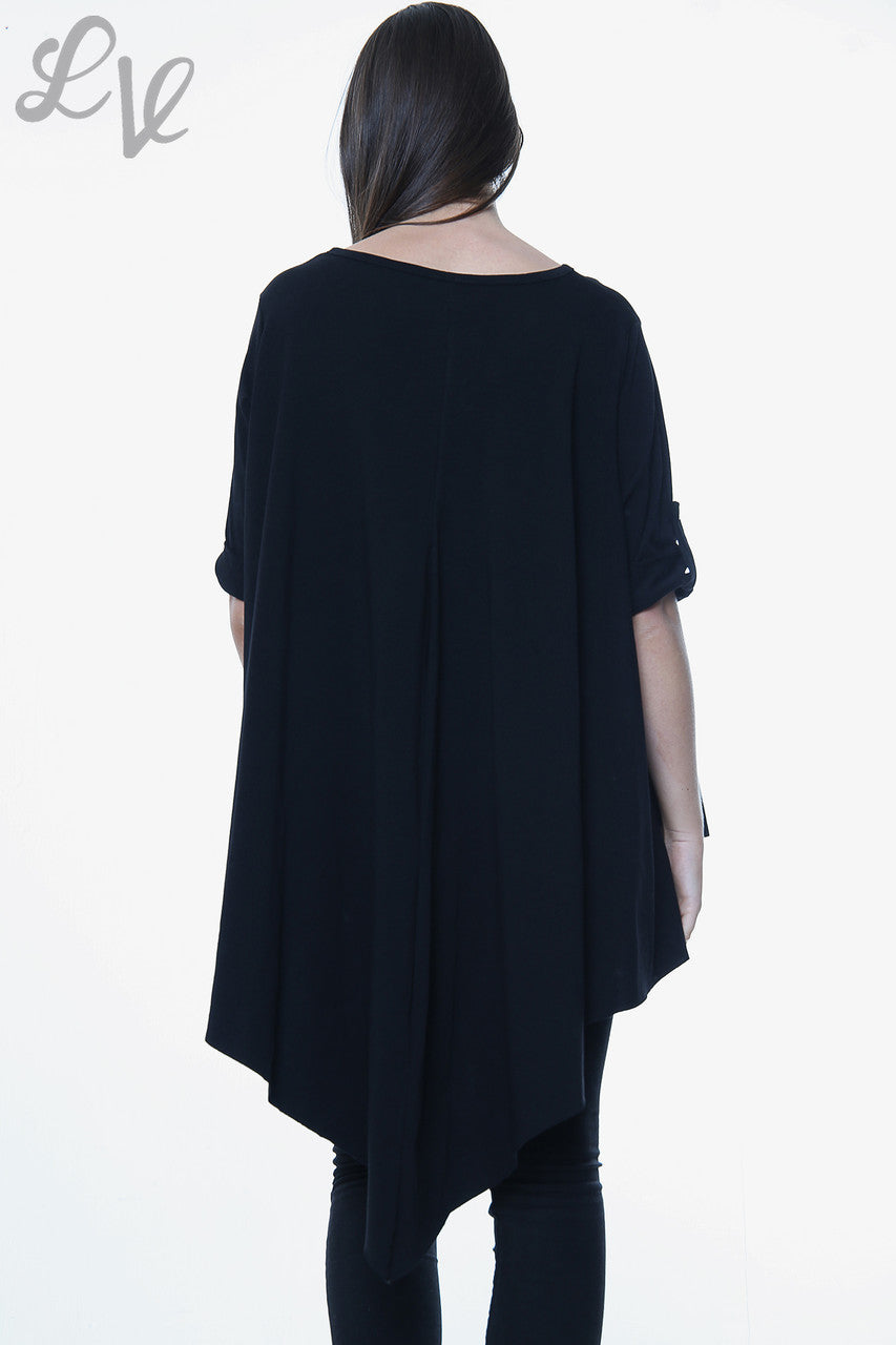 Dames Effen Asymmetrische Top Zwart Prijs per stuk € 9,99