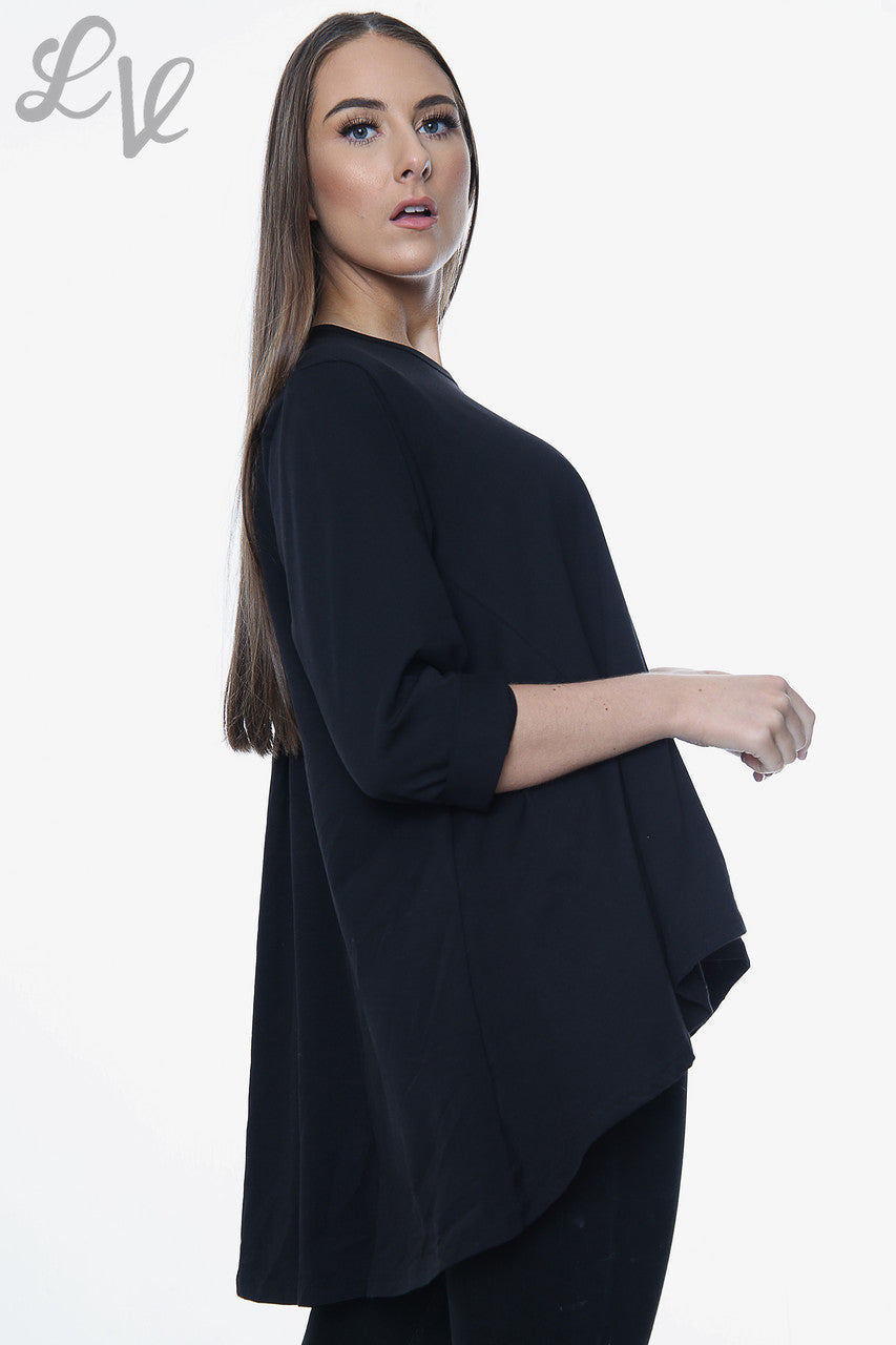 Dames Effen Swingstijl Top Zwart Stukprijs € 9,99