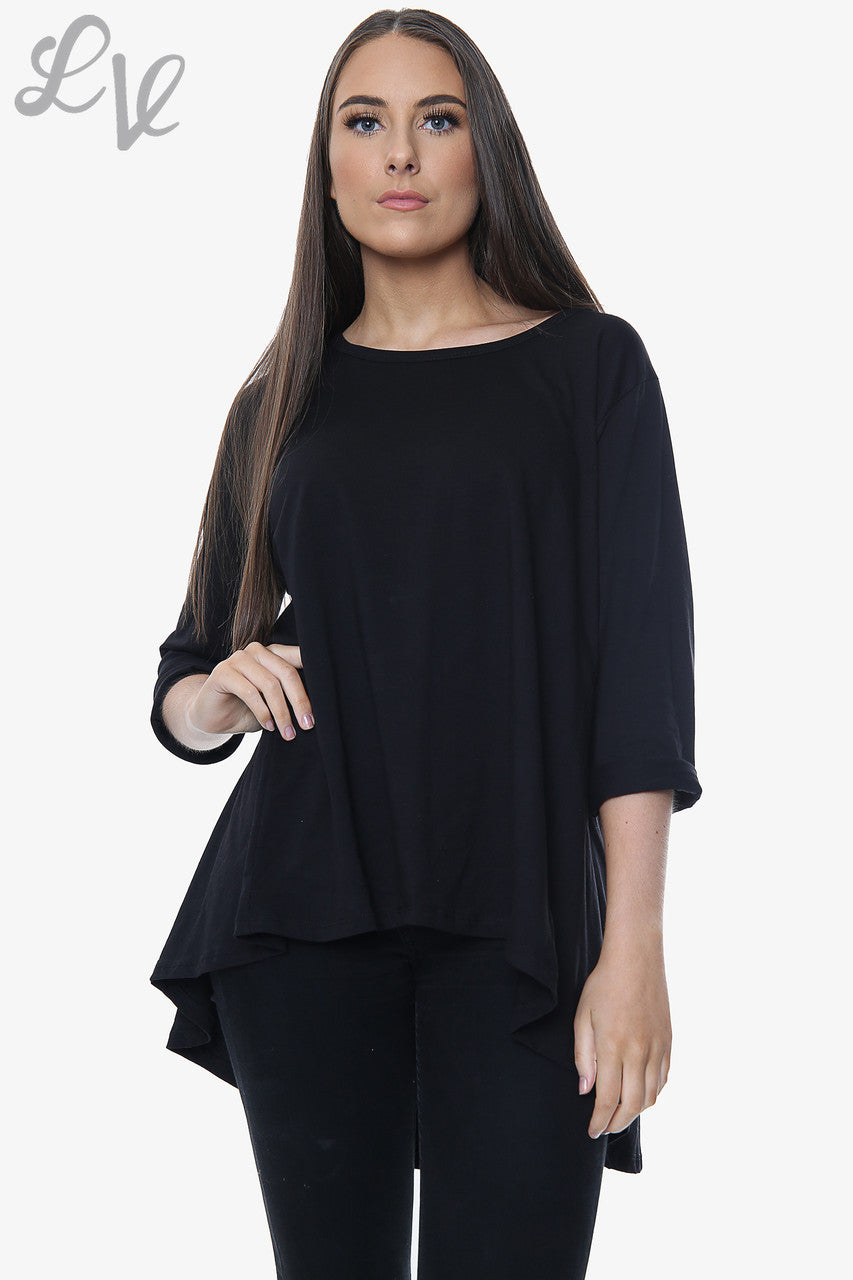 Dames Effen Swingstijl Top Zwart Stukprijs € 9,99