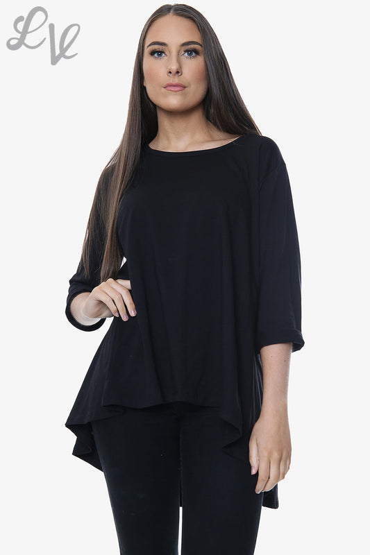 Ladies Plain Swing Style Top Black Unit Price £9.99