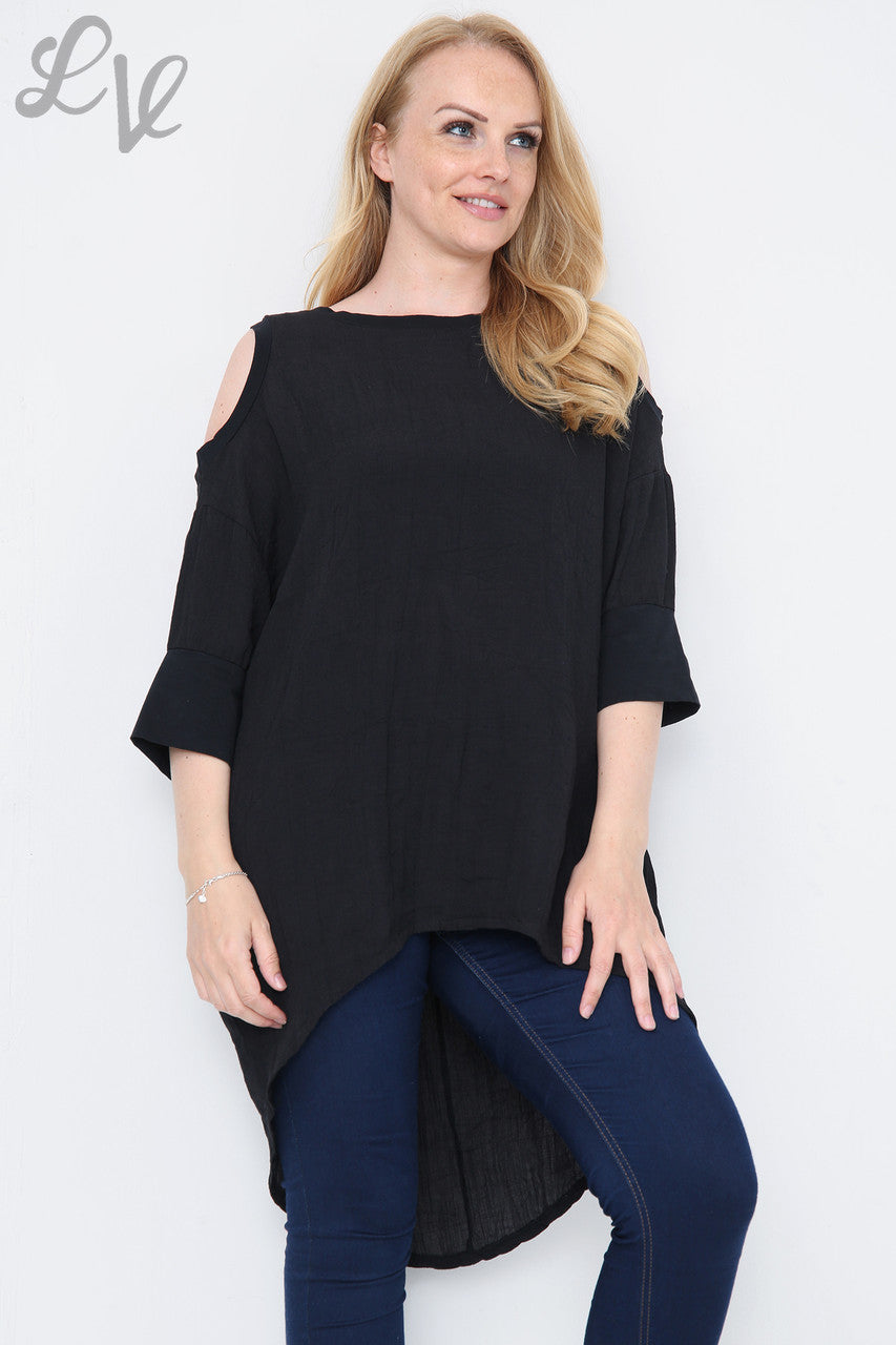 Dames Cut Shoulder Top Zwart Prijs per stuk € 9,99