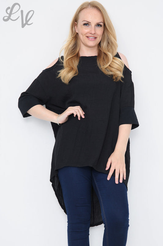 Ladies Cut Shoulder Top Black Unit Price £9.99