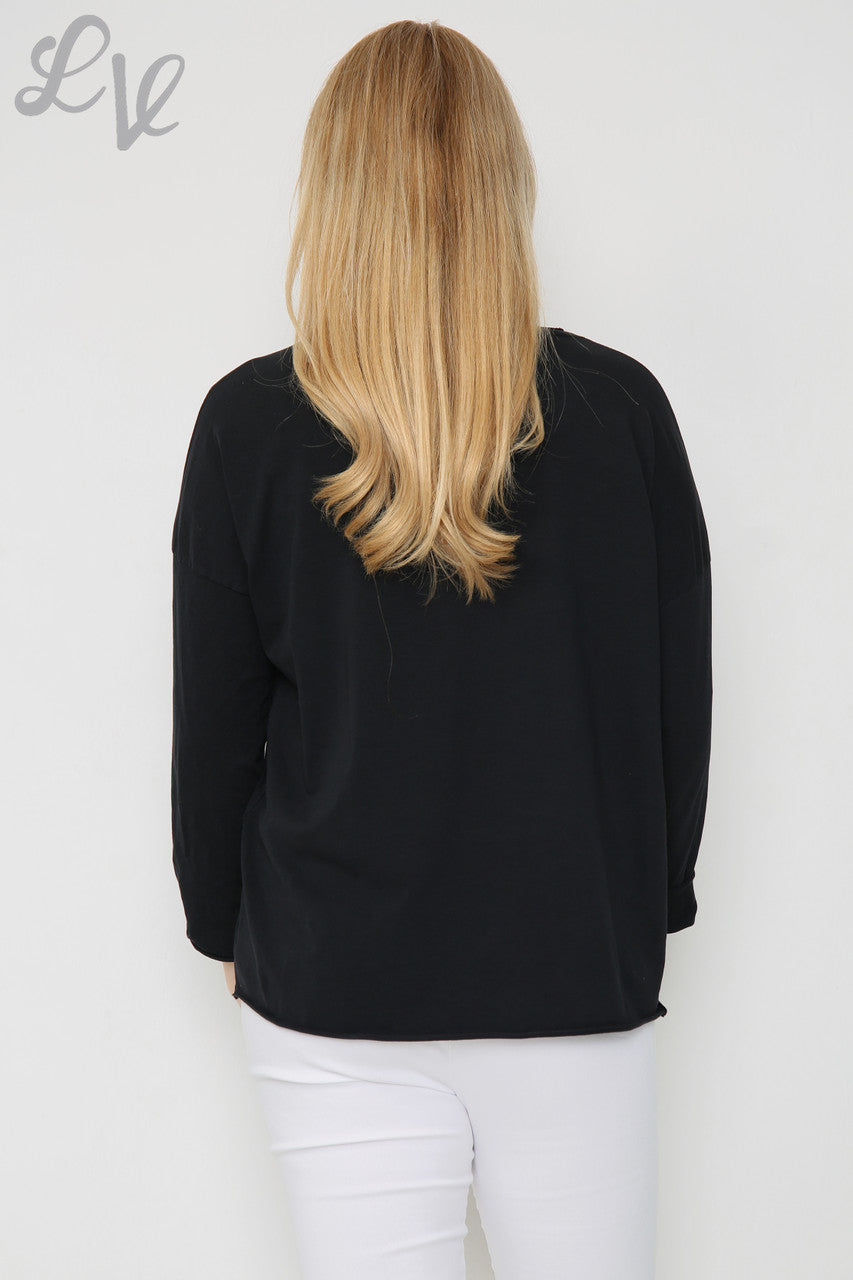 Ladies Star Graphic Top Black Unit Price £9.99