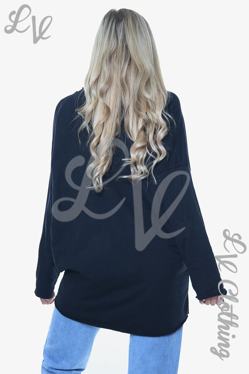 Dames Folie Kleurrijke Blokken Sweatshirt Top Zwart Prijs per eenheid €11,99