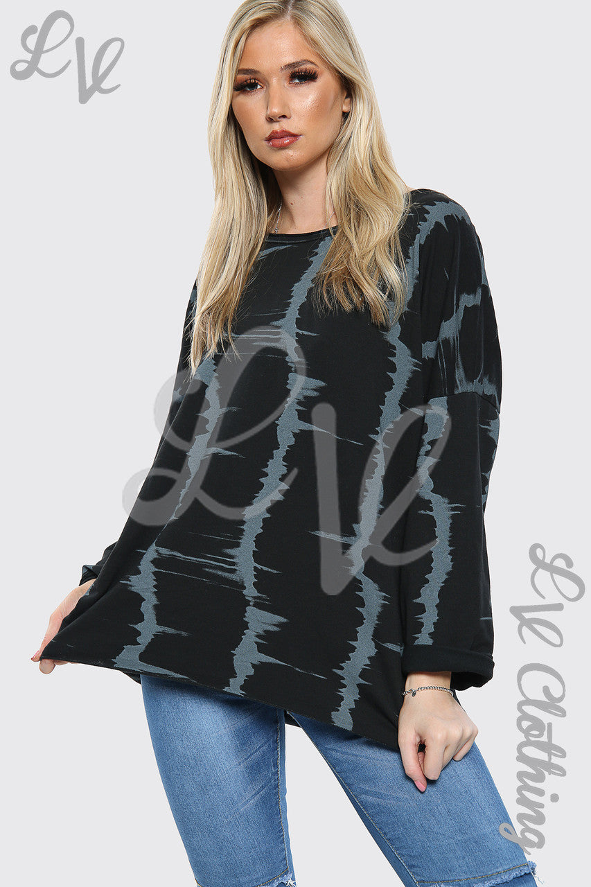 Dames Tie-dye Sweatshirt Top Zwart - Stukprijs € 8,99