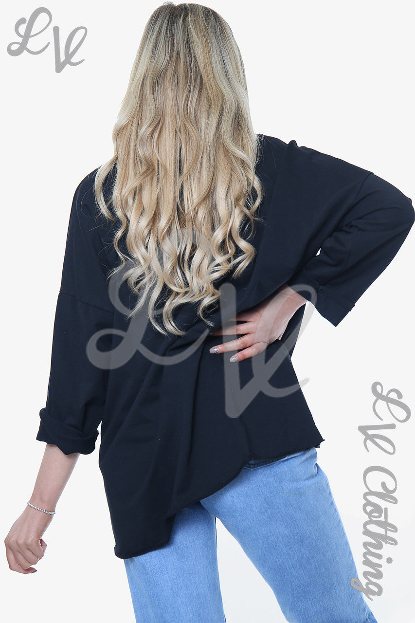 Ladies Sequin Shimmer Heart Top Black Unit Price £11.99
