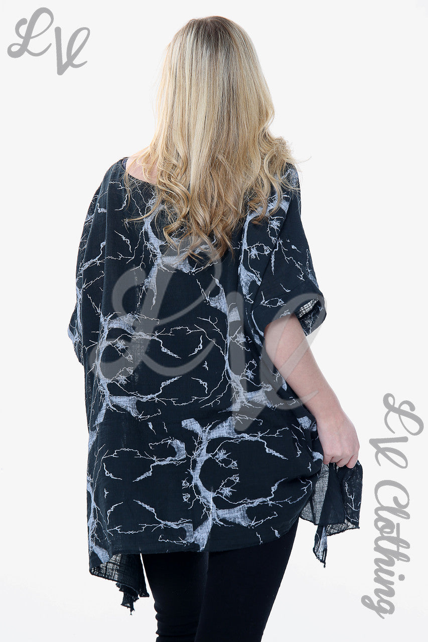 Dames Top Zwart Marmerprint Prijs per eenheid € 10,99