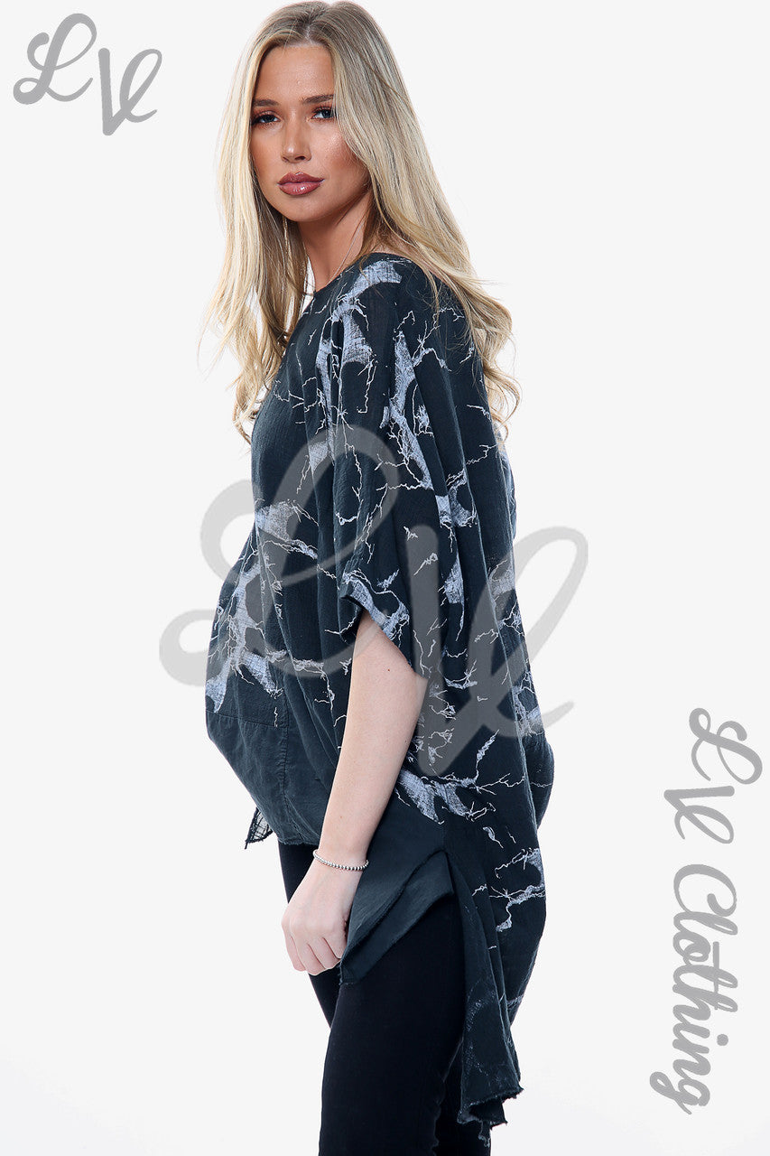 Dames Top Zwart Marmerprint Prijs per eenheid € 10,99