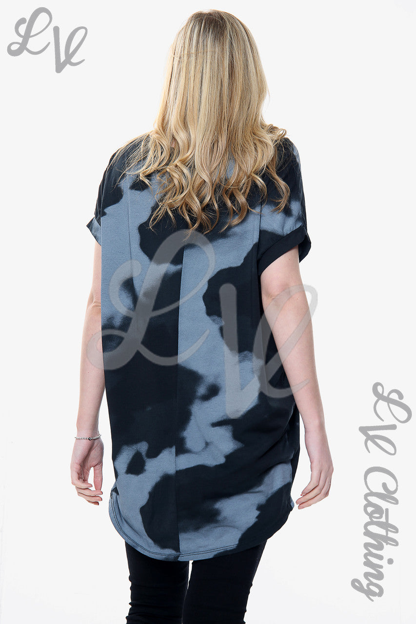 Ladies Watercolour Print Top Black Unit Price £8.99