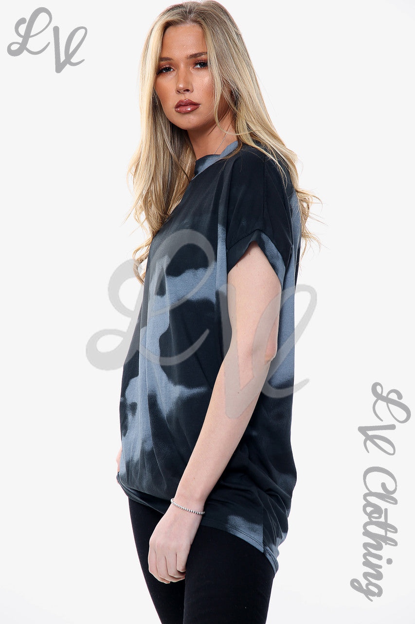 Ladies Watercolour Print Top Black Unit Price £8.99