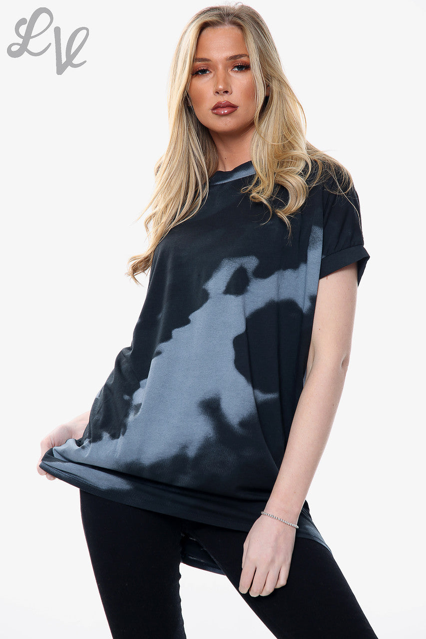 Ladies Watercolour Print Top Black Unit Price £8.99