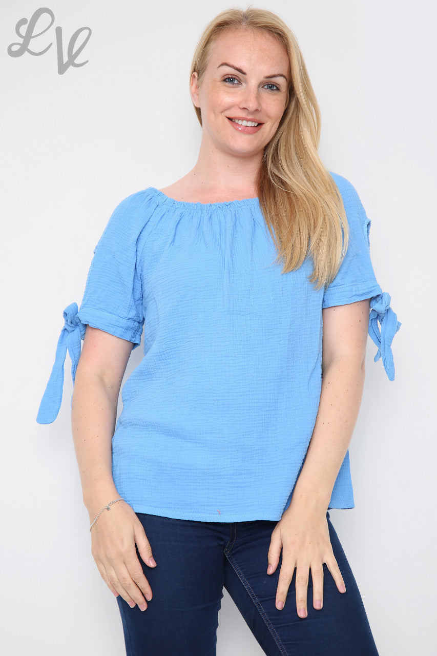 Dames effen gipsy top blauw