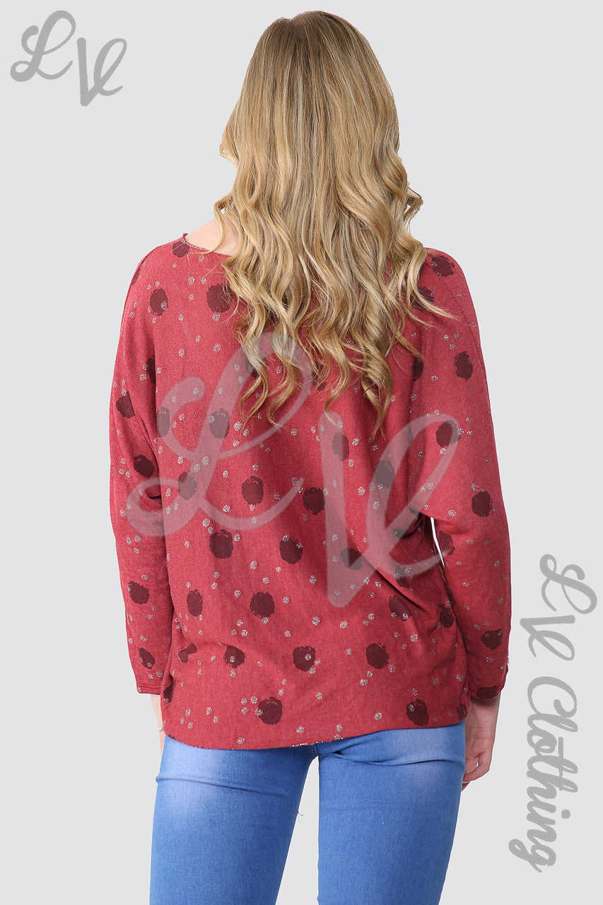 Dames Top Met Stippen Met Ketting Bordeaux - Stukprijs €10,99