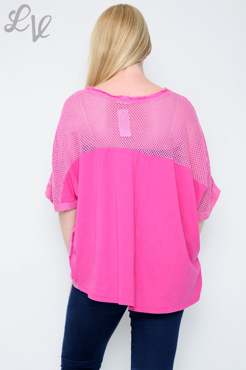 Ladies Abstract Flower Print Top Cerise Unit Price £12.99