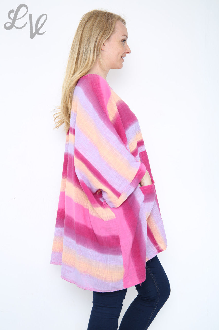 Dames Ombre Kleurrijke Batwing Top Cerise Stukprijs €10,99