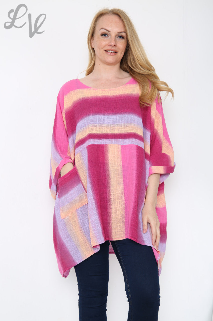Dames Ombre Kleurrijke Batwing Top Cerise Stukprijs €10,99