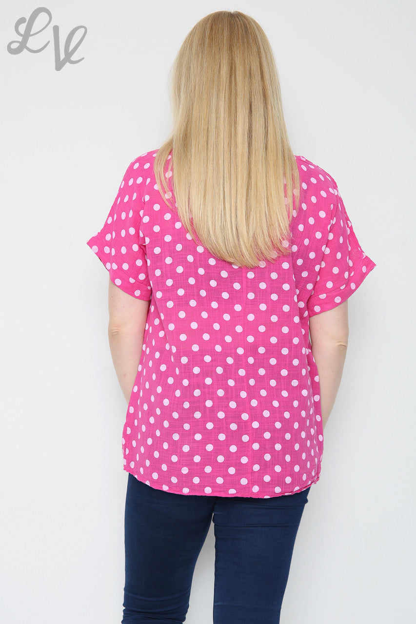 Ladies Polka Dot Print Top Cerise Unit Price £7.99