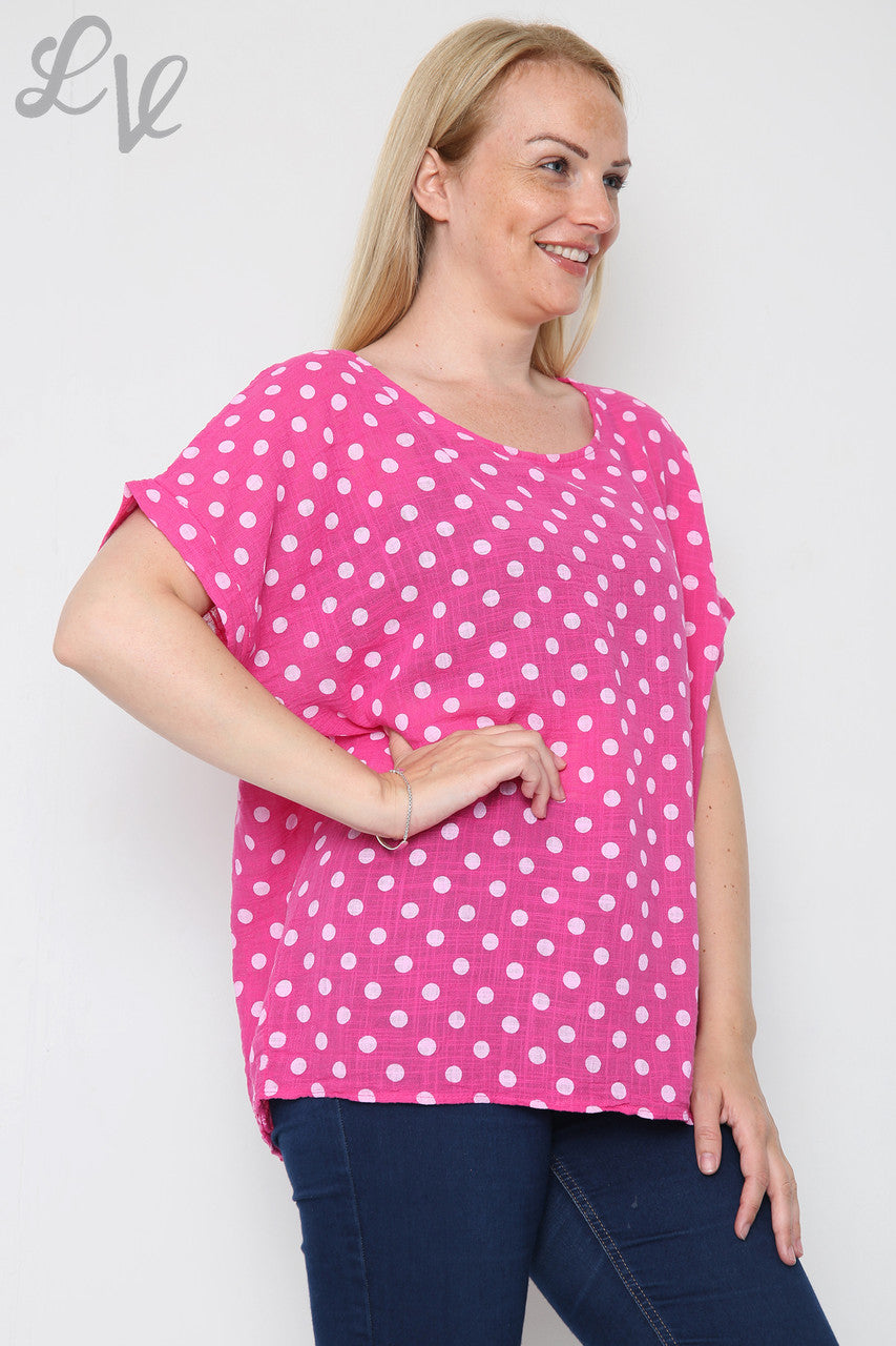 Ladies Polka Dot Print Top Cerise Unit Price £7.99