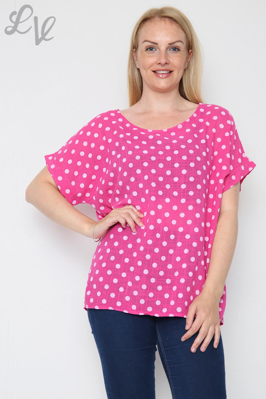 Ladies Polka Dot Print Top Cerise Unit Price £7.99