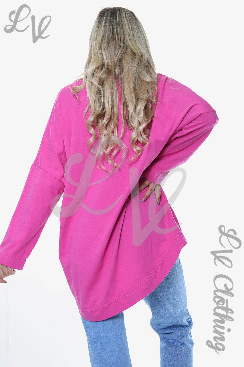 Dames Graffiti Vormen Sweatshirt Top Cerise Stukprijs € 14,99