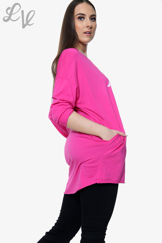 Ladies Squiggle Love Heart Top Cerise Unit Price £10.99