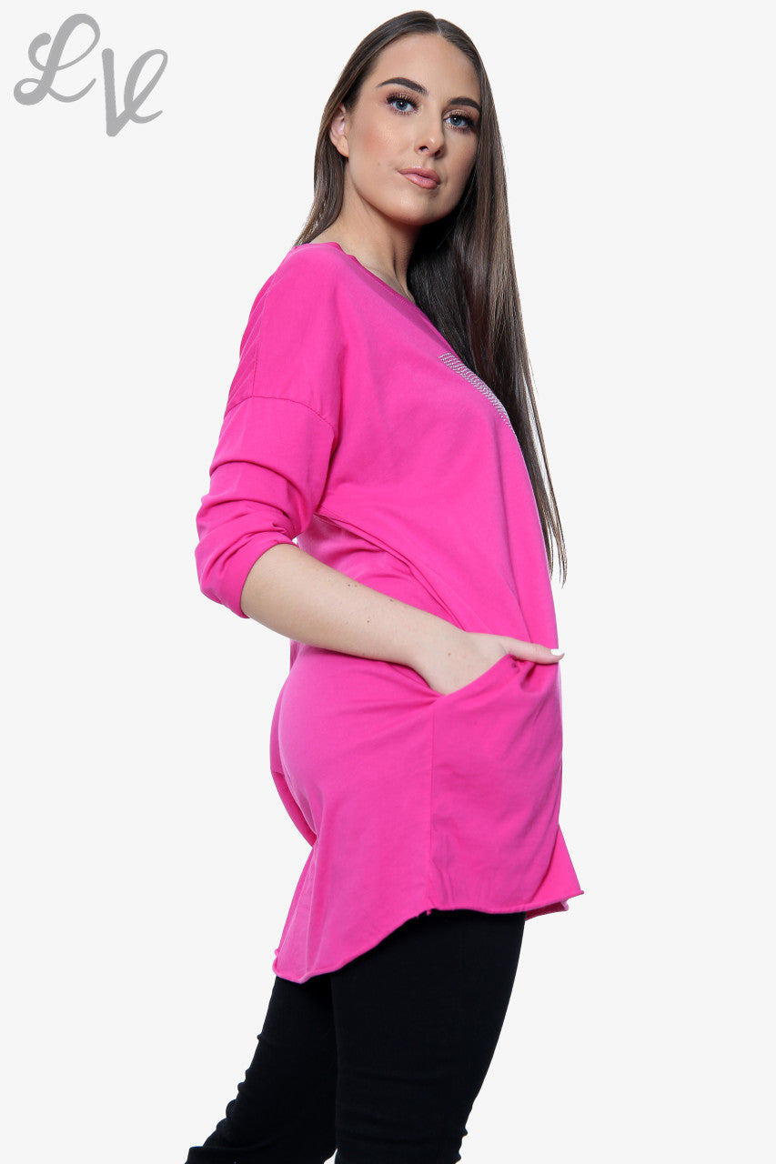 Dames Diamante Love Top Cerise Stukprijs WAS £12,99 NU £6,49