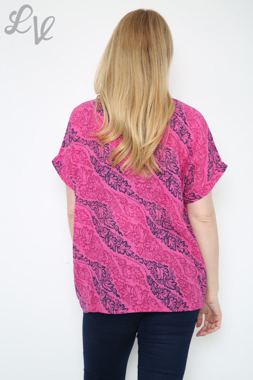 Damesblad Paisley Print Top Cerise Eenheidsprijs € 7,99