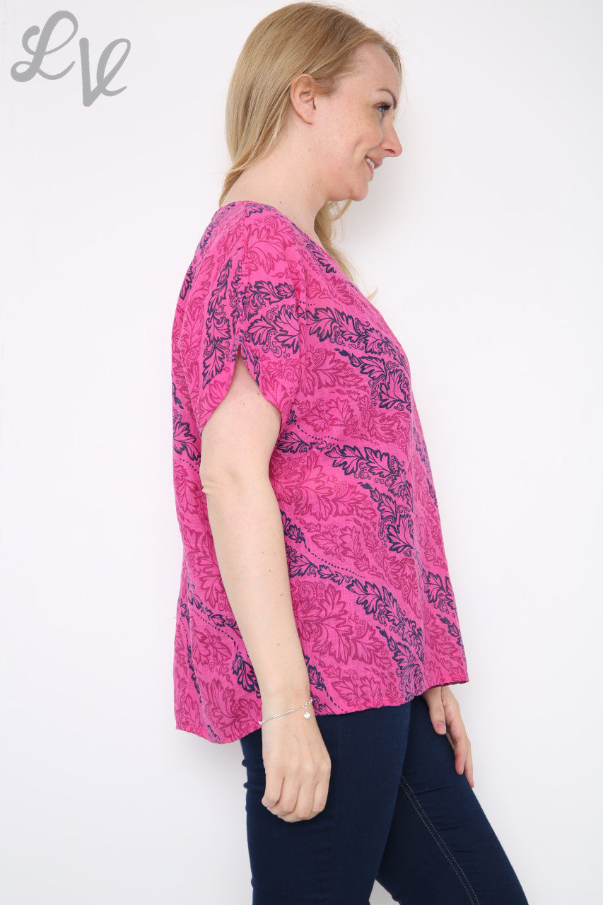 Damesblad Paisley Print Top Cerise Eenheidsprijs € 7,99