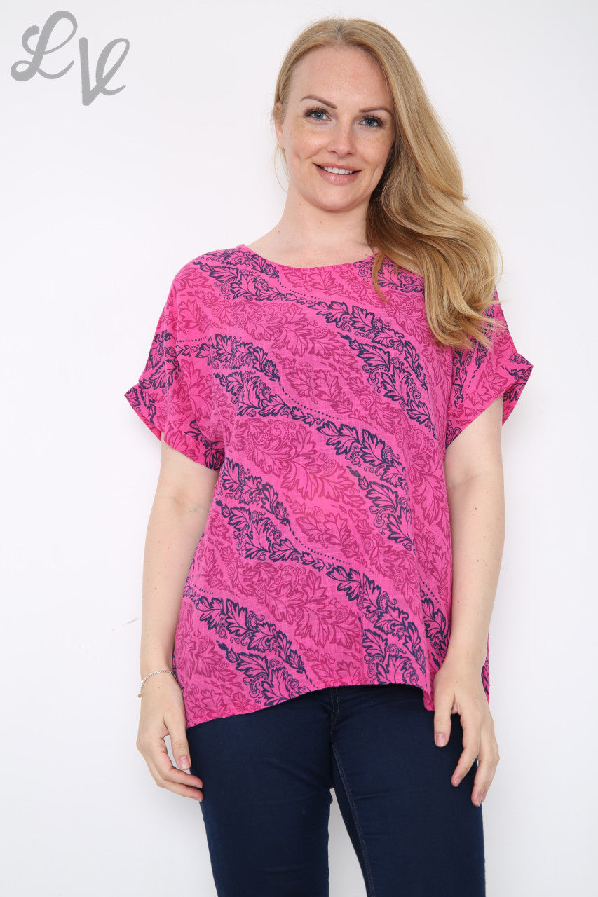 Damesblad Paisley Print Top Cerise Eenheidsprijs € 7,99