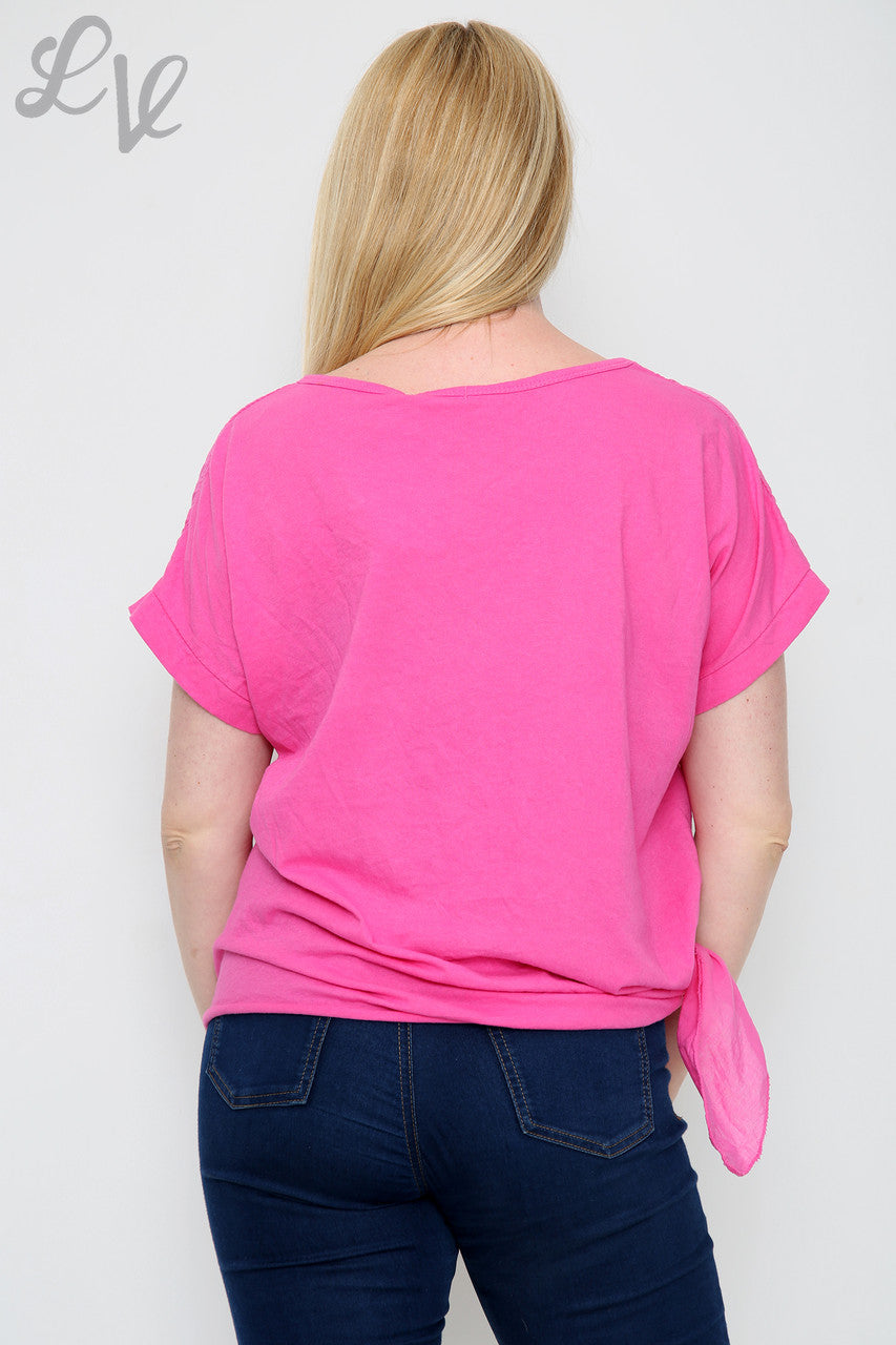 Dames Engelse Strik Top Cerise - Prijs per eenheid €10,99