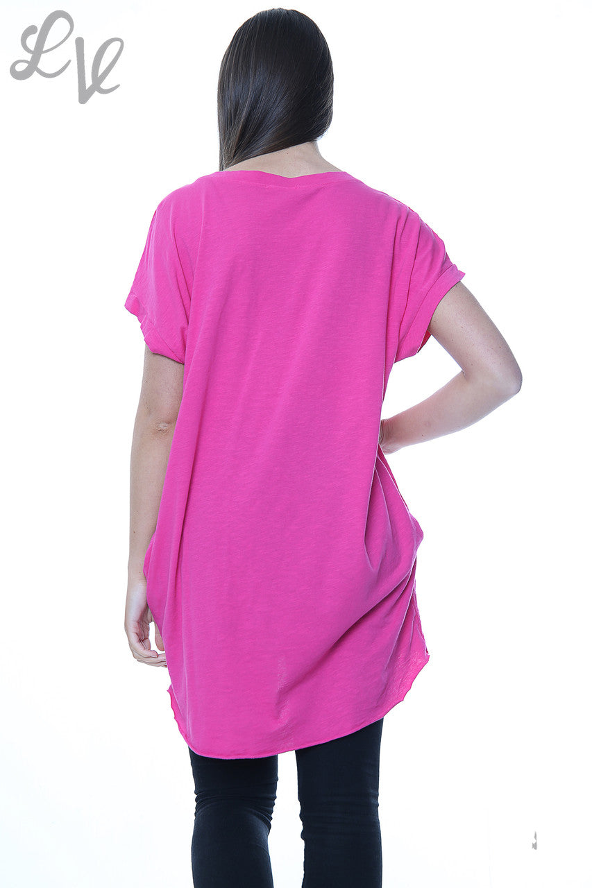 Ladies Linen Front & Cotton Back Plain Top Cerise Unit Price £8.99