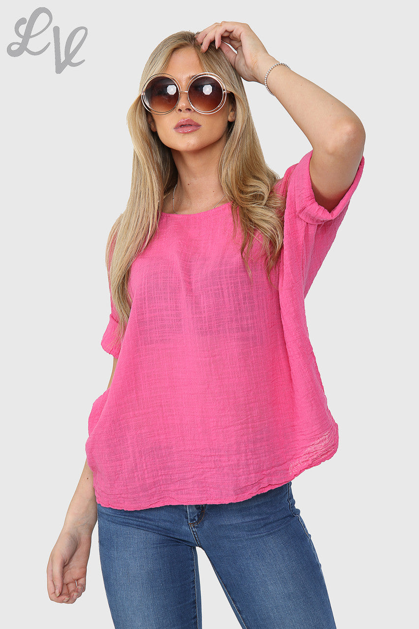 Effen boxy top cerise