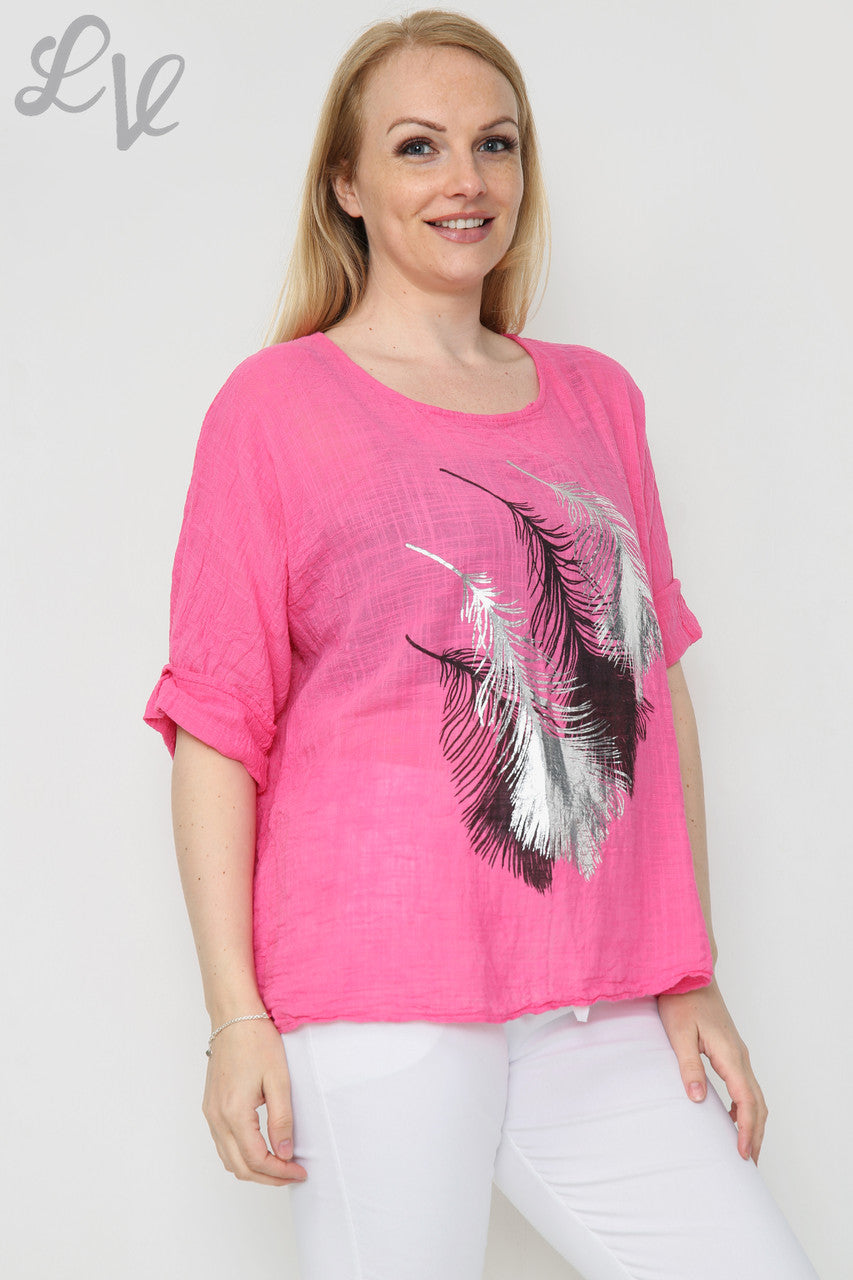 Damesfolie Blad Ontwerp Top Cerise