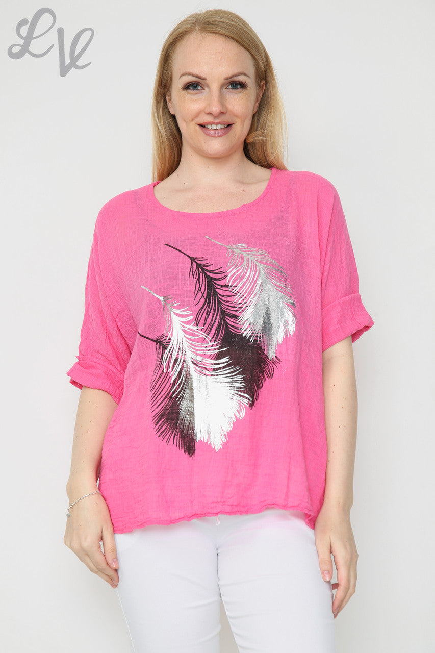 Damesfolie Blad Ontwerp Top Cerise