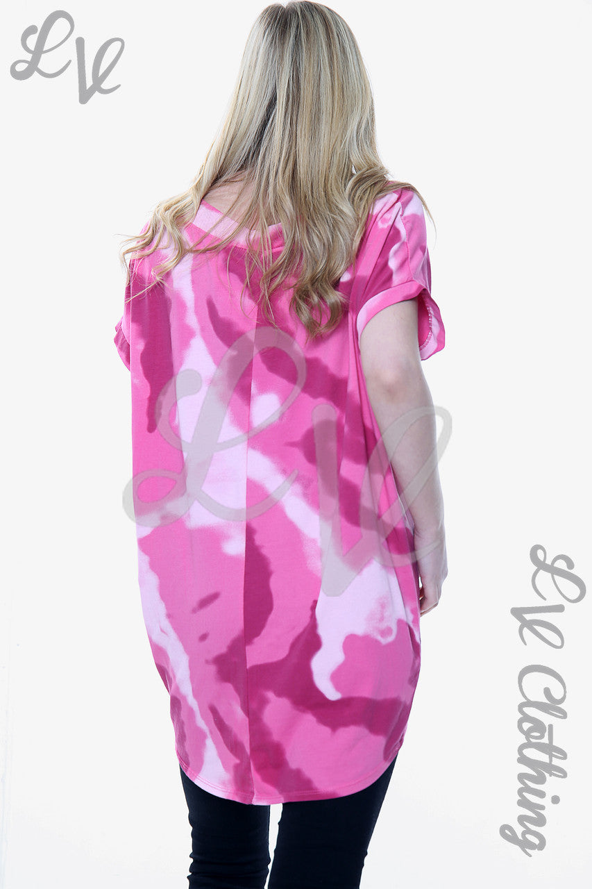 Ladies Watercolour Print Top Cerise Unit Price £8.99