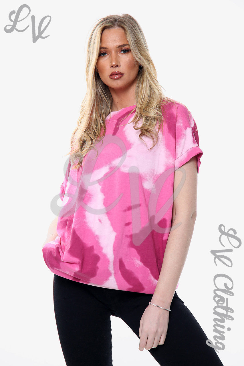 Ladies Watercolour Print Top Cerise Unit Price £8.99