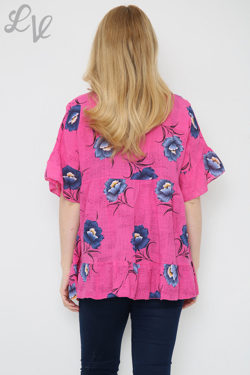 Dames Top met Bloemenprint Cerise Prijs per stuk £7,99