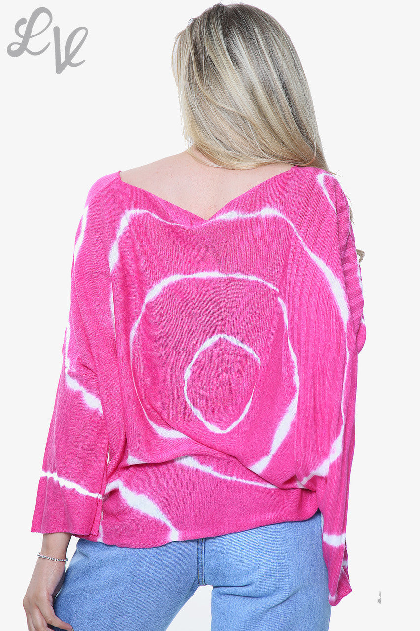 Dames tie-dye top van fijn breisel cerise Eenheidsprijs € 14,99