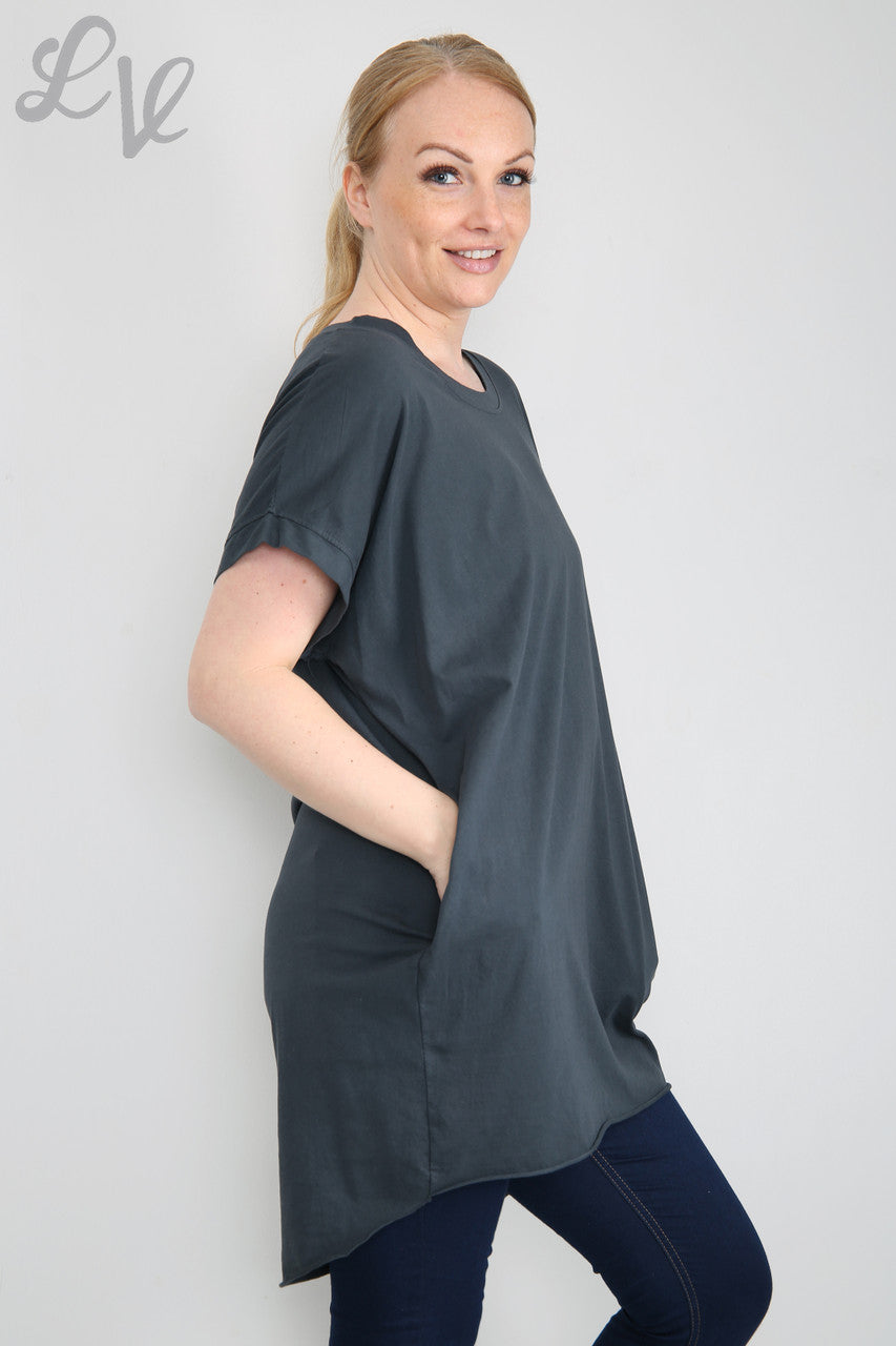 Dames Effen Eenvoudige Tuniektop Houtskool Stukprijs € 7,99