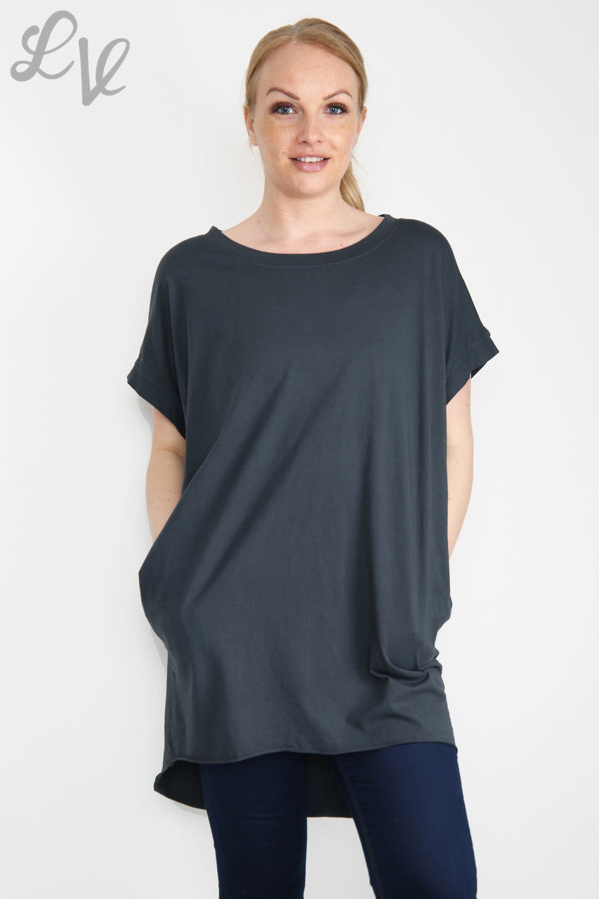 Dames Effen Eenvoudige Tuniektop Houtskool Stukprijs € 7,99