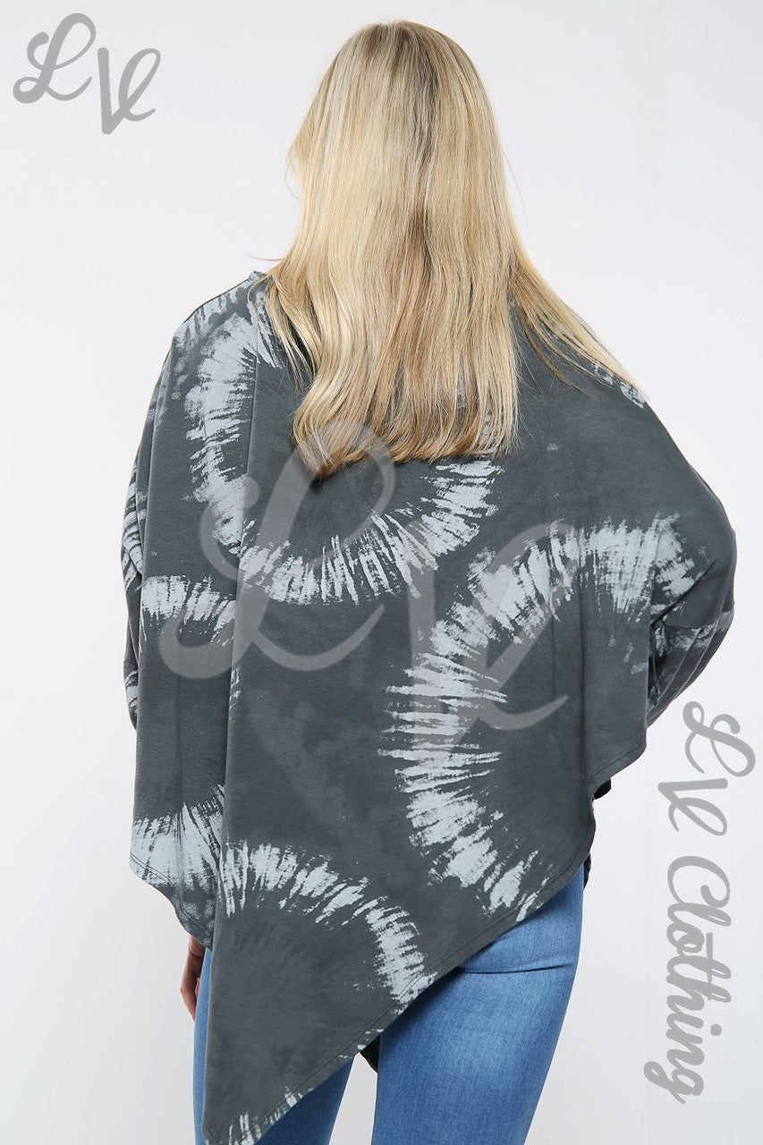 Dames Acid Wash V-hals Top Houtskool - Prijs per eenheid € 8,99