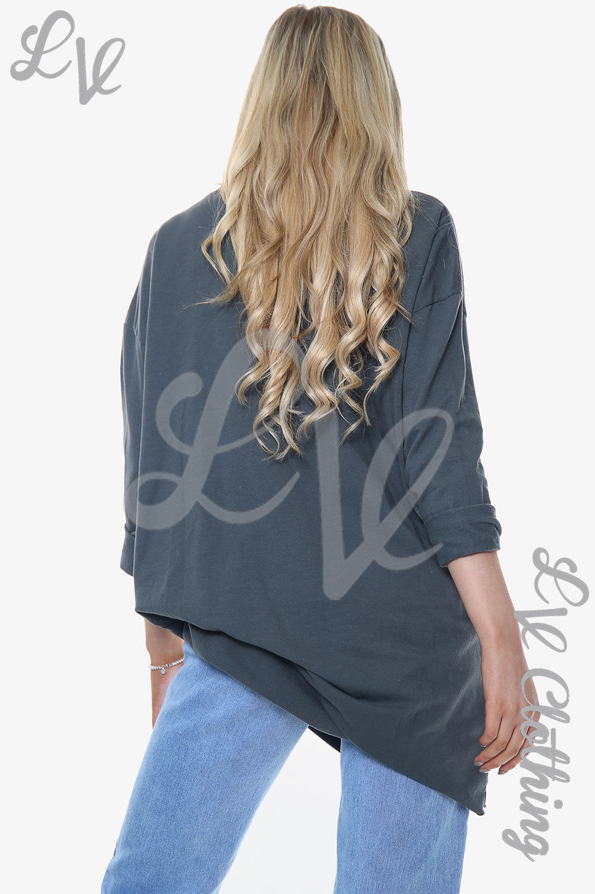 Dames Love Script Sweatshirt Top Houtskool Stukprijs € 11,99